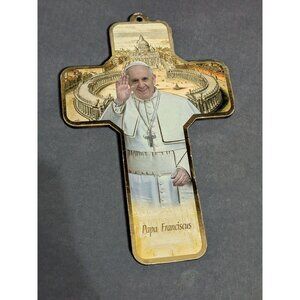 Pope Francis Papa Franciscus Cross Ornament 4.75 in tall w/Photo at Vatican